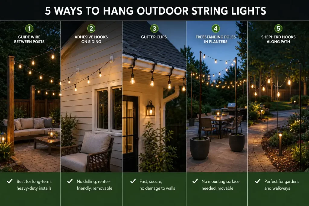 Ways to hang Outdoor Sring Lights