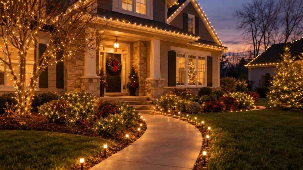 Cozy Christmas Lights at Dusk
