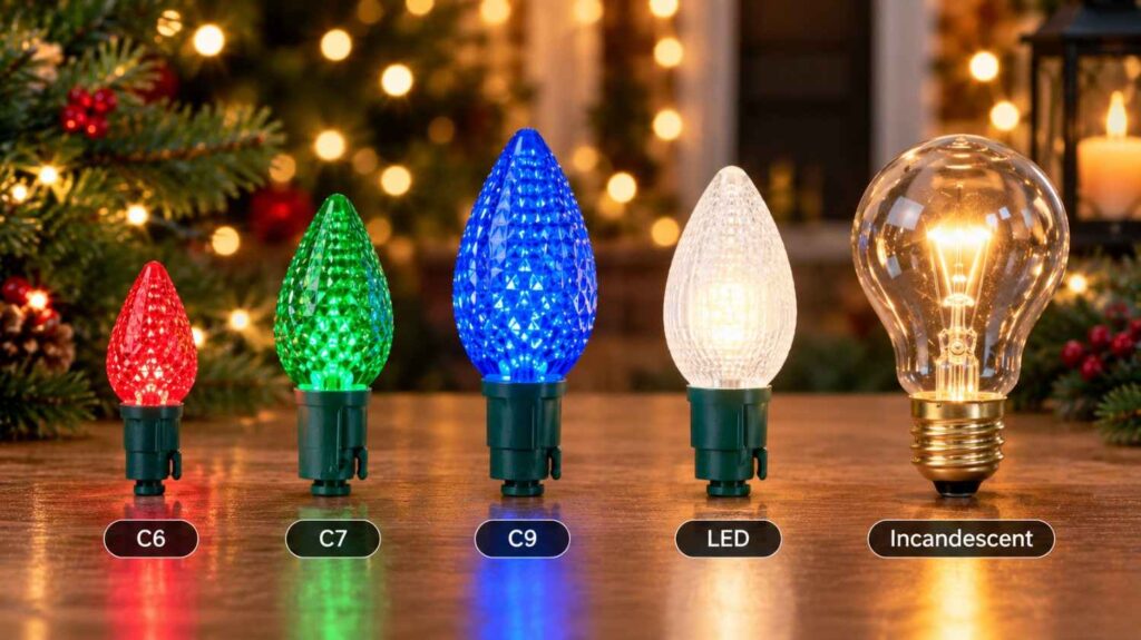 Festive Christmas Bulb Comparison Display